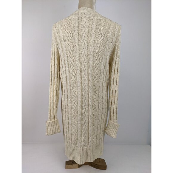Anthropologie One Girl Who Wisdom Long Knit Cardigan Sweater One Size Cream - Picture 3 of 13